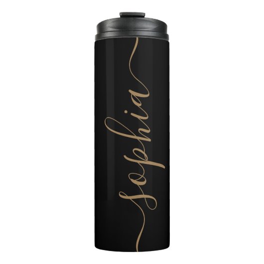 Black Gold Script Custom Thermal Tumbler Thermosbecher (Vorderseite)