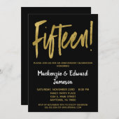 Black Gold Script Einladung zum 15-jährigen Jubilä (Vorne/Hinten)