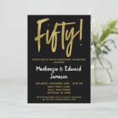 Black Gold Script Einladung zum 50-jährigen Jubilä (Stehend Vorderseite)