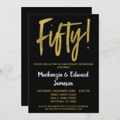 Black Gold Script Einladung zum 50-jährigen Jubilä (Vorne/Hinten)