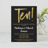 Black Gold Script Einladung zum zehnten Jahrestag (Stehend Vorderseite)