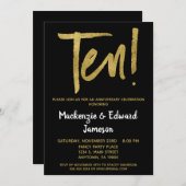 Black Gold Script Einladung zum zehnten Jahrestag (Vorne/Hinten)