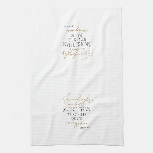 Black Gold Script Ephesians 3:20 Bible Verse Geschirrtuch (Vertikal)