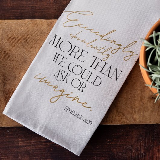 Black Gold Script Ephesians 3:20 Bible Verse Geschirrtuch
