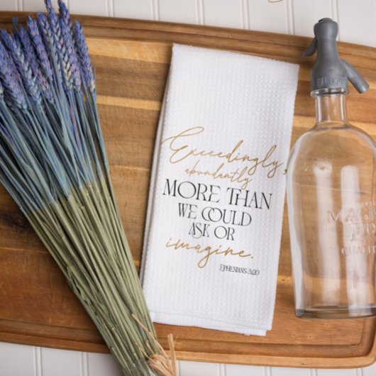 Black Gold Script Ephesians 3:20 Bible Verse Geschirrtuch