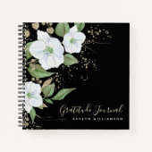 Black Gold Script Floral Watercolor Dankbarkeit Notizblock (Vorderseite)