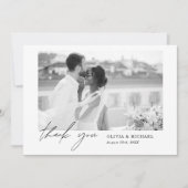 Black Gold Script Foto Hochzeit Dankeschön Karte (Vorderseite)