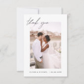 Black Gold Script Foto Hochzeit Dankeschön Karte (Vorderseite)