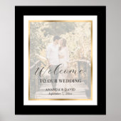 Black Gold Script Foto Wedding Willkommenszeichen Poster (Vorne)