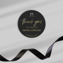 Black Gold Script Grand Opening Logo Vielen Dank