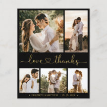 Black Gold Script Hochzeit Danke Karte