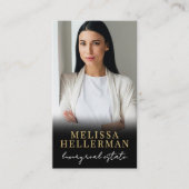 Black Gold Script Luxus Real Anwesen Foto Visitenkarte (Vorderseite)