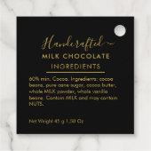 Black Gold Script Milk Chocolate Ingredients Geschenkanhänger (Rückseite)