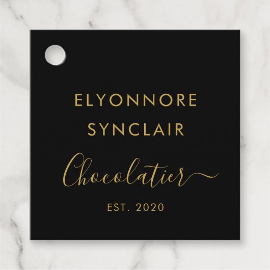 Black Gold Script Milk Chocolate Ingredients Geschenkanhänger (Vorderseite)