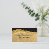 Black Gold Script Modern Glam Business Card Visitenkarte (Stehend Vorderseite)