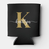 Black Gold Script Monogram Dosenkühler (Vorderseite)
