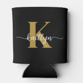 Black Gold Script Monogram Dosenkühler (Rückseite)
