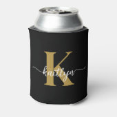 Black Gold Script Monogram Dosenkühler (Kanne Rückseite)