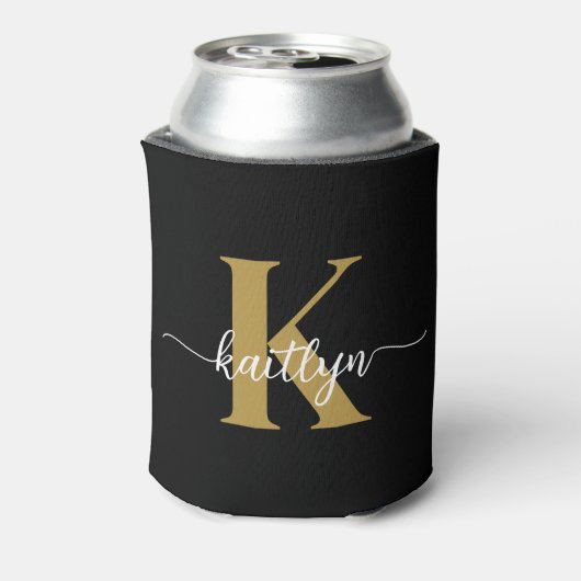 Black Gold Script Monogram Dosenkühler (Kanne Rückseite)