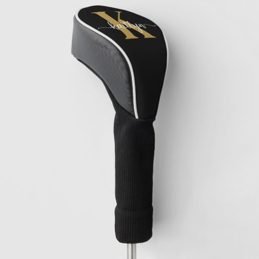 Black Gold Script Monogram Golf Headcover (angewinkelt)
