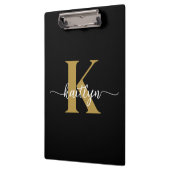 Black Gold Script Monogram Klemmbrett (Links)