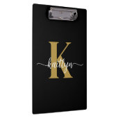 Black Gold Script Monogram Klemmbrett (Rechts)