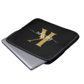 Black Gold Script Monogram Laptopschutzhülle (Vorne Knopf)
