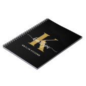 Black Gold Script Monogram Notizblock (Linke Seite)