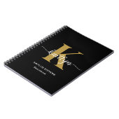Black Gold Script Monogram Notizblock (Linke Seite)