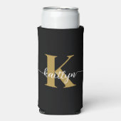 Black Gold Script Monogram Selters Dosenkühler (Seltzer Vorderseite)