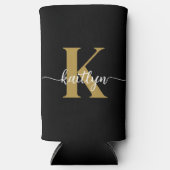 Black Gold Script Monogram Selters Dosenkühler (Vorderseite)