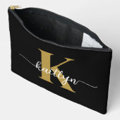 Black Gold Script Monogram Zubehörtasche (Offen)
