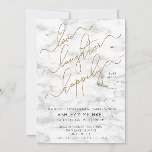 Black Gold Script Probe Dinner laden Einladung (Vorderseite)