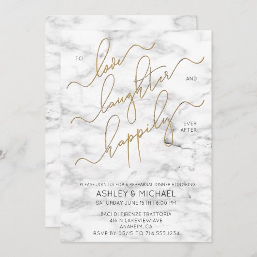 Black Gold Script Probe Dinner laden Einladung (Vorne/Hinten)