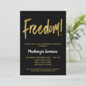 Black Gold Script-Rente-Party Einladung (Stehend Vorderseite)