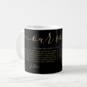 Black Gold Script Seine und ihr Foto Hochzeitsvows Kaffeetasse (Vorderseite Links)