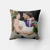 Black Gold Script Seine und ihr Foto Hochzeitsvows Kissen (Rückseite)