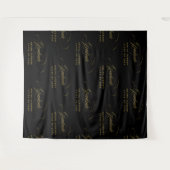 "Black & Gold Script Step & Repeat Graduation Part Wandteppich (Vorderseite (Horizontal))