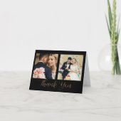 Black Gold Script Style 3 Foto Dankeskarten Dankeskarte (Vorderseite)