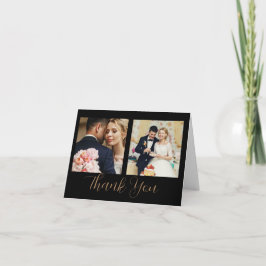 Black Gold Script Style 3 Foto Dankeskarten Dankeskarte