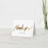 Black Gold Script Typografy Wedding Vielen Dank Dankeskarte (Vorderseite)