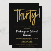 Black Gold Script zum 30-jährigen Jubiläum Einladu Einladung (Vorne/Hinten)