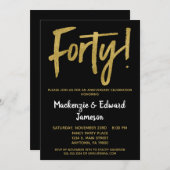 Black Gold Script zum 40-jährigen Jubiläum Einladung (Vorne/Hinten)