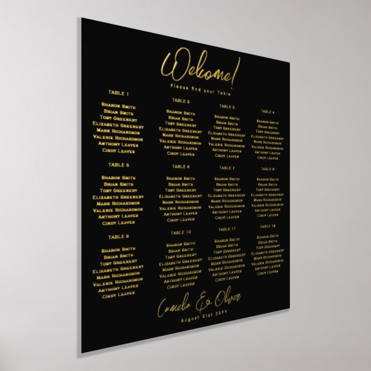 Black Gold Seating Chart 12 Tabelle Real Foil Foliendrucke (Ablage )