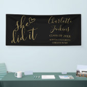 Black Gold Sie hat Skriptabitur Party Banner (Messe)