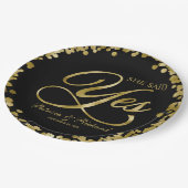 Black Gold Sie sagte Ja-Engagement-Partei Pappteller (Schrägansicht)