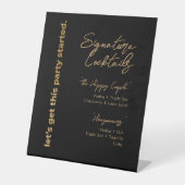 Black Gold Signature Cocktail Menü Pedestzeichen Sockelschild (Vorderseite)