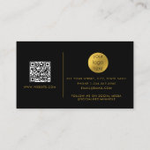 Black Gold Signature Script QR Code Social Media Visitenkarte (Rückseite)