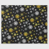 Black Gold Silber Schneeflocken Papier Geschenkpapier (Flach)