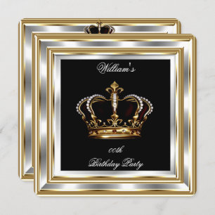 Black Gold Silver Birthday Prince King 2 Einladung